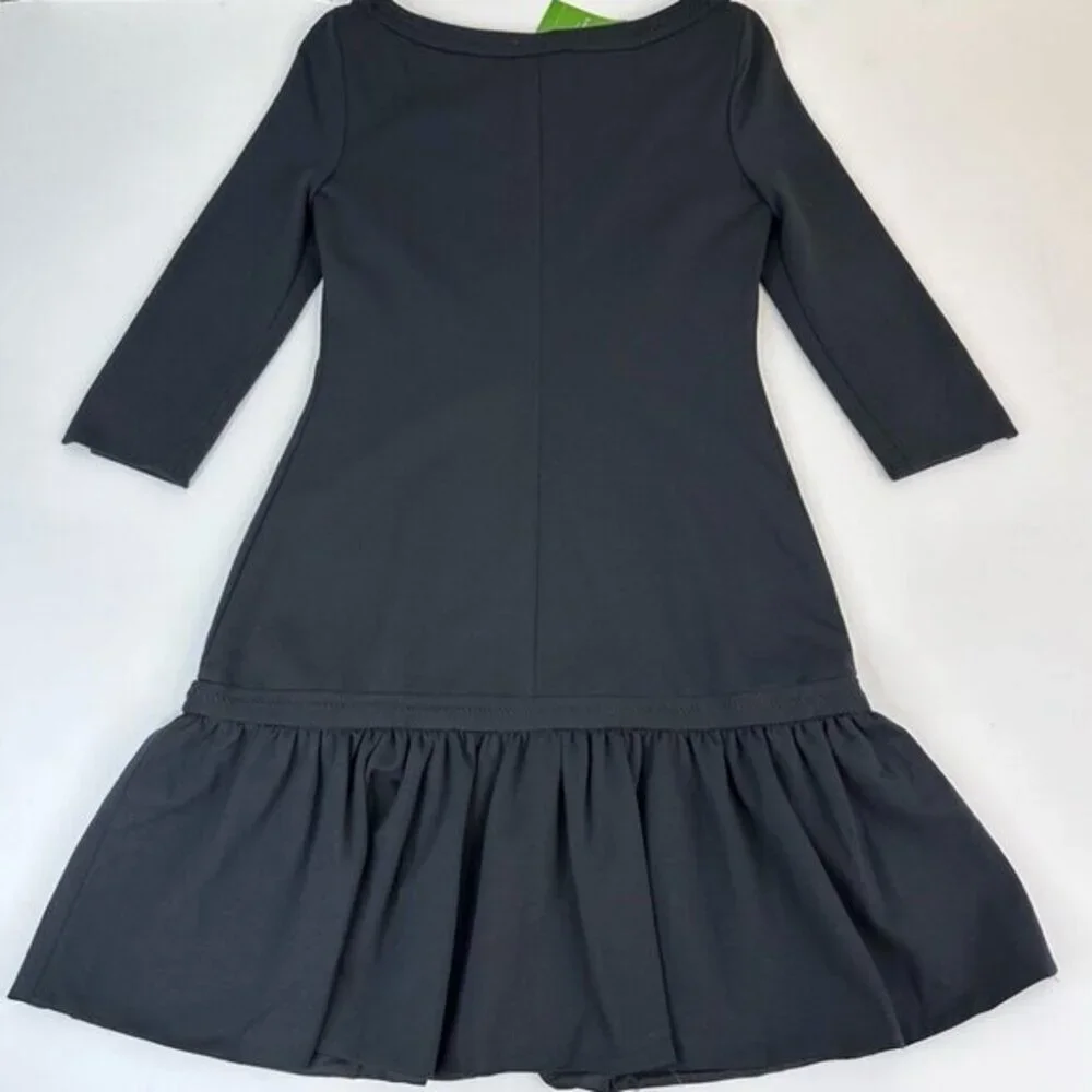 Kate Spade New York Arlen Ponte Dress Black 3/4 Sleeve Bow Drop Waist Size 2 NEW